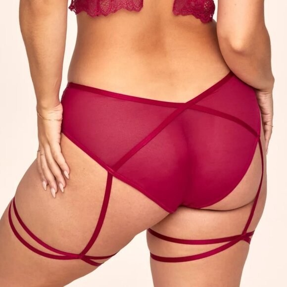 Adore me Odette unlined red lace panties with leg straps Plus Sz 3x Romantic NWT - Picture 14 of 15